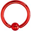 14 Gauge Red Electro Titanium BCR Captive Ring -7/16"