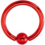 14 Gauge Red Electro Titanium BCR Captive Ring -7/16