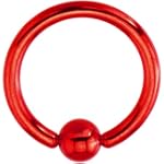 14 Gauge Red Electro Titanium BCR Captive Ring -7/16"