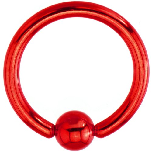 14 Gauge Red Electro Titanium BCR Captive Ring -7/16"