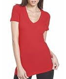 Next Level Apparel The Deep V Neck T-Shirt, Red, Small