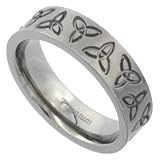 Titanium 6mm Flat Wedding Band Ring Triquetra Celtic Trinity Symbols Matte Finish Comfort-fit, size10.5