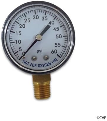 ALF82060BU 2-Inch Steel Pressure Gauge with 0-60 PSI and 1/8-Inch Bottom Mount for Pool Pumps