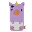 1PC Cute 3D Pig Crown Silicone Case Back Cover Skin for Apple iPhone 4 4G 4S Light Purple