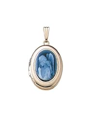 Solid 14K Yellow Gold Oval w/ Angel Cameo Over 1/2 inch x 3/4 inch in Solid 14K Yellow Gold