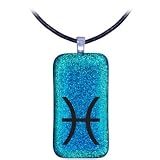 PISCES Zodiac - Dichroic Glass Pendant Charm with .925 bail
