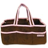 Brown with Pink Trim Ultra Suede Storage Caddy