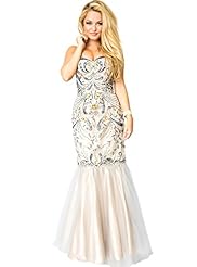 Strapless Mermaid Polyester Corset   Waistline Sequined Sweetheart  Dress