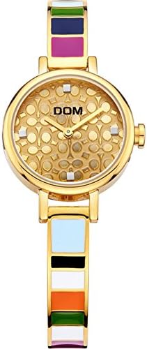 DOM Womens Casual Luxury Vintage Gold Stainless Steel Quartz Watches