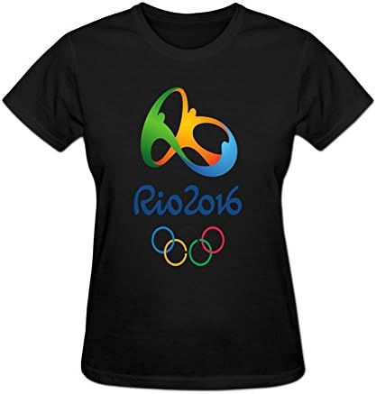Sinony Women's Front Printed The 2016 Rio De Janeiro Olympic Games Emblem Graphic Crewneck T-Shirt M Black