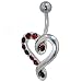 pug9  - Belly Navel Rings Red Crystal Fancy Script Heart