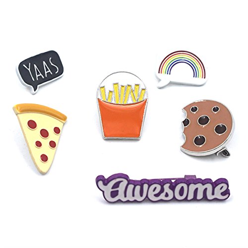 Onnea Enamel French Fries Pizza Rainbow Letters Cookie Metal Pin Badge for T-shirt/Hat/Jean/Jacket(Cake/rainbow pins)