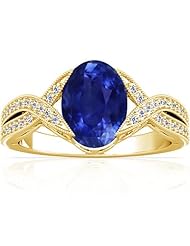 18K Yellow Gold Oval Cut Blue Sapphire Fana Designer Ring (GIA Certificate)