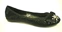 Ladies Black Snakeskin Ballerina Pump Flat Shoes