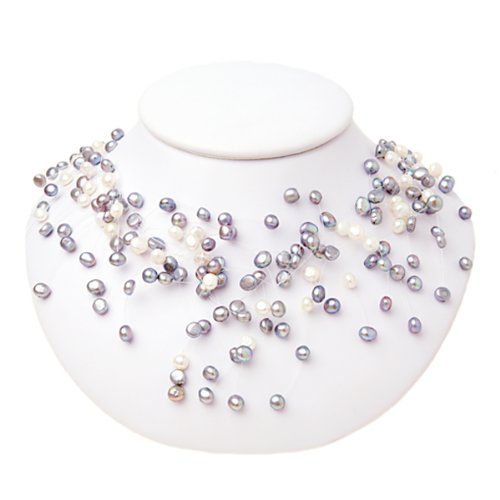 Willow Pearls White and Waterfall Necklace