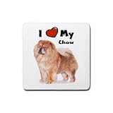 I Love My Chow Chow Rubber Square Coaster (4 pack)