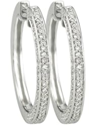 14K White Gold 0.5ct Single Row Prong Simple Beginnings Diamond Hoop Earrings
