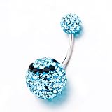 Pugster Belly Button Rings Bling Blue Crystal Body Jewelry