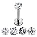 JOVIVI 4pc Surgical Steel Cubic Zircon Labret Lip Ring Ear Earlet Tragus Nail Earrings Stud, 16G 1/4