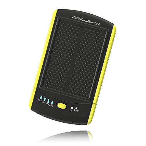 Solar Charger External Battery, ZeroLemon Solar Juice 6000mAh Fast Portable Charger External Battery Power Bank with Solar Charging Technology for iPhone, iPad, Samsung and More - Rain-resistant and Dirt/Shockproof [36 months ZeroLemon Warranty Guara