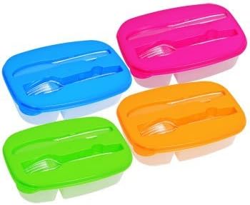 2 Compartment ~ Bento Lunch box with Utensils ~ Storage Container 46.5 Oz (Pink)