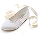 ELEGANTPARK Wedding Flats Shoes Women Wedding Shoes for Bride Flats Bridal Shoes Flats Comfortable Satin Closed Toe Ribbon Tie Ballet Flats