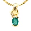 14K Yellow Gold Emerald and Diamond Pendant