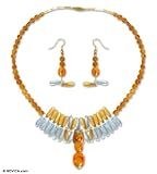 Bead jewelry set, 'Golden Leaves' 0.8 W 16.1 L