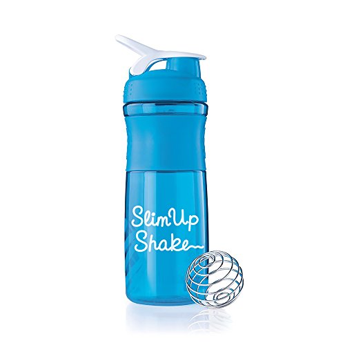 Blender Bottle by Slimup - 28 Fl. Oz Protein Shake Mixing Cup with Steel Whisk Ball