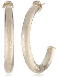 Duragold 14k Two-Tone Satin Diamond Cut J Hoop Earrings