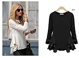 New Fashion Brand Shirt Women Blouses & Shirts for Women 2014 Casual Dress Women Black/white Tops Plus Size Women Clothing (XL, Black)