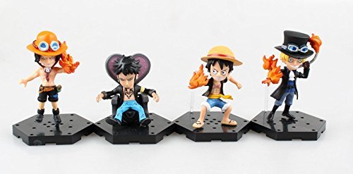 One Piece Monkey Luffy Trafalgar Law Ace Sabo PVC Action Figure 4pcs/set Model Toy Child Anime Gift
