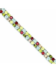 Genuine .925 Sterling Silver 7Inch Multi-Colored Cz Bracelet . 100% Satisfaction Guaranteed.