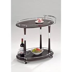 Buy Chrome & Walnut Finish Wood Serving Cart by Kings Brand Furniture