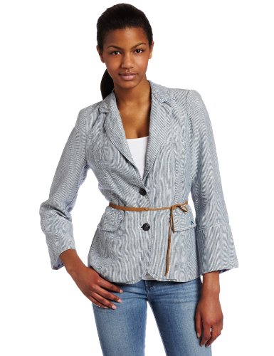 D.E.P.T. Womens Stripe Blazer, Navy, Medium