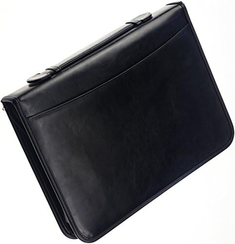 Zippered Executive 3 Ring Binder Portfolio Padfolio with Built In Calculator, LED Light and Carrying Handle (Brown / Black) for Business &amp; More by Cre8tive Ink