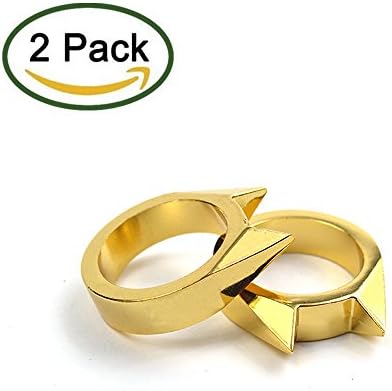 Homeout 2pack Multi-Use Alloy Steel Self Defence Survival Tool Ring - Adorable Cat Ear Shape (Golden)