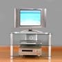 RTA Home and Office Silver Aluminum 32 Inch Wide Plasma or LCD Glass TV Stand
