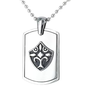 Polished Stainless Steel Shield Dog Tag on a 24 Inch Chain