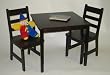 Child's Square Espresso Brown Table Set with 2 Chairs