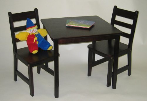 Child's Square Espresso Brown Table Set with 2 Chairs