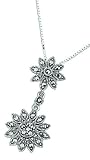 Elements Sterling Silver Ladies P901 Marcasite Double Daisy Drop Pendant. 46cm Box Chain