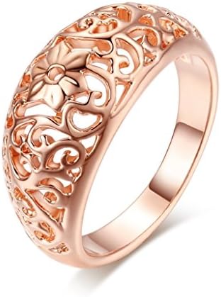 JW Collection Flower Hollowing craft 18K Rose Gold Plated Lover Rings