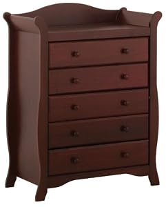 Stork Craft Aspen 5 Drawer Chest, Cherry