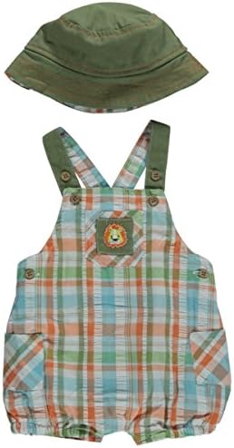 Little Lad Baby Boys' "Plaid &amp; Lion Patch" 2-Piece Outfit - sage, 3 - 6 months