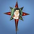 12.5" Lighted Red & Green Elvis Presley in Santa Suit Star Christmas Tree Topper