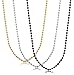 Jstyle 2mm Stainless Steel Mens Womens Beads Chain Necklace Ball Link Dog Tags 3 Pcs a Set 24 Inch