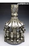Grapes Motifs Pewter Carousel Style 12 Cup Kiddush Wine Fountain