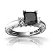 14K White Gold Square Genuine Black Onyx title=