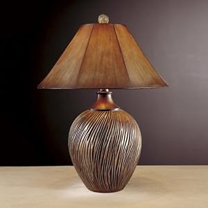 Table Lamp in Burnt Clay with Bronze Wash by